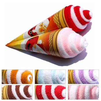 

Christmas Towel Colorful Ice Cream Shaped Cotton Soft For Xmas Wedding Party Mall Birthday Guest Gift Kitchen Bathroom Cleaning