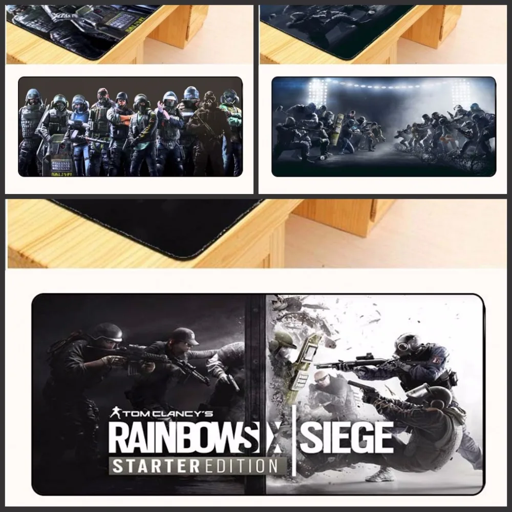 Большой игровой коврик для мыши Yuzuoan Rainbow six siege резиновый водонепроницаемый