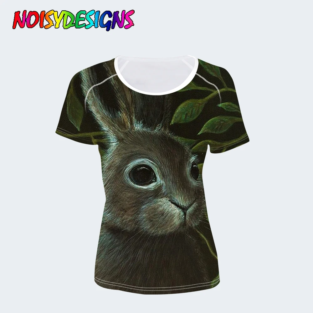 NOISYDESIGNS милые топы с кроликом, модная футболка для женщин, летняя футболка с коротким рукавом, женские футболки, женские топы