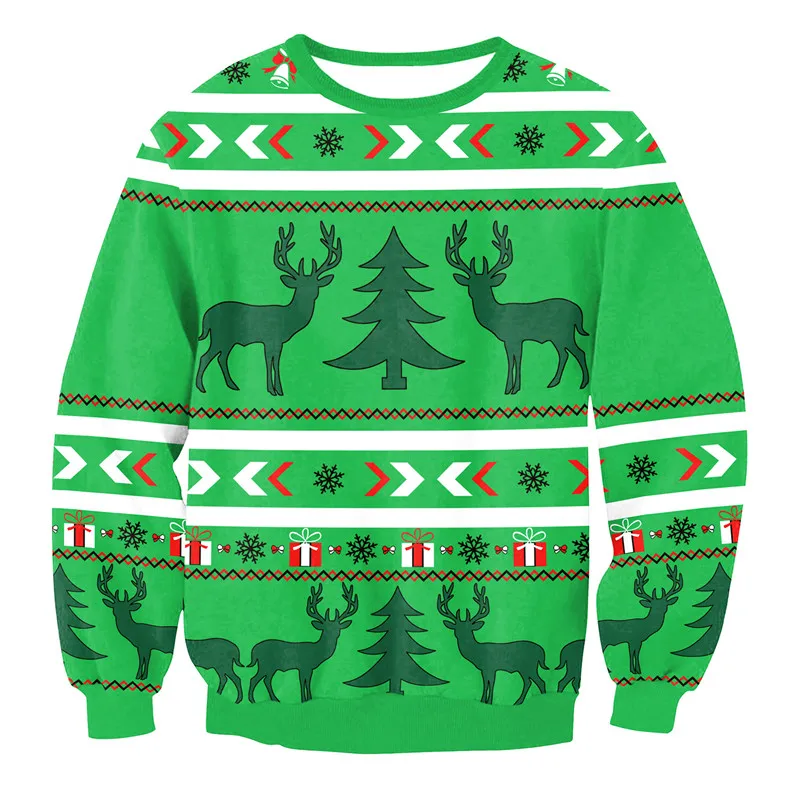Уродливый Рождественский свитер унисекс для мужчин и женщин, Рождественский свитер с 3D принтом, круглый вырез, женская верхняя одежда, длинный рукав, Санта Клаус, S-XL - Цвет: Sweater  13