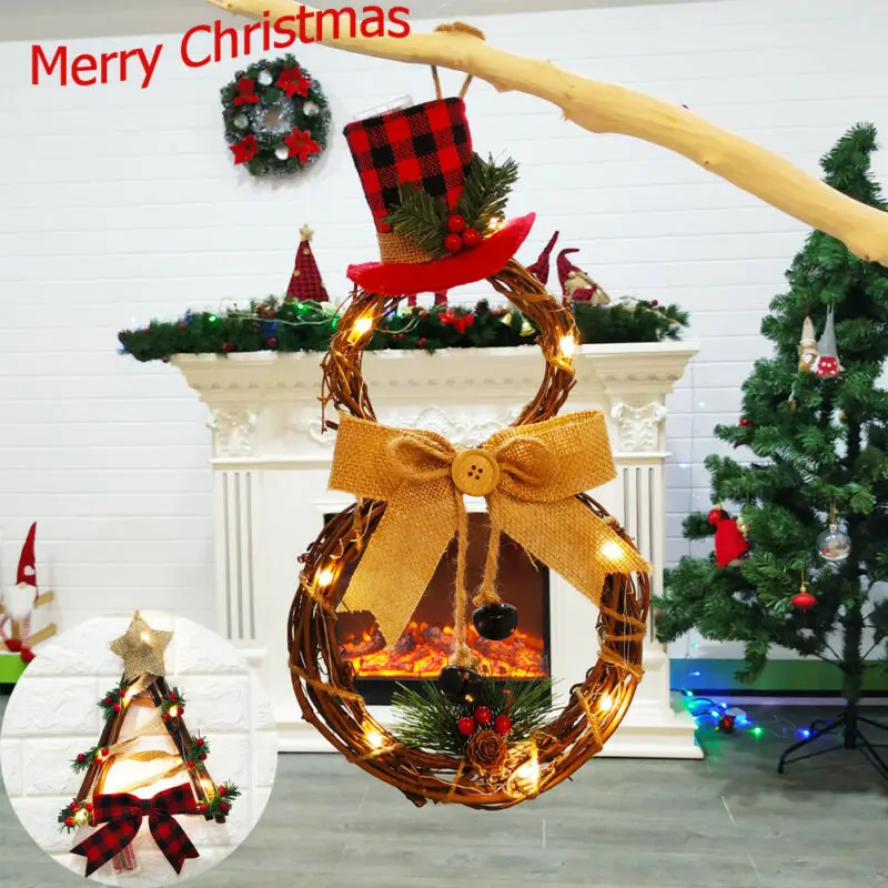 Рождественский венок светящиеся украшения новая мода светодиодный hristmas дверь украшение на стену в виде дерева украшение Рождество Романтический Теплый висячие украшения