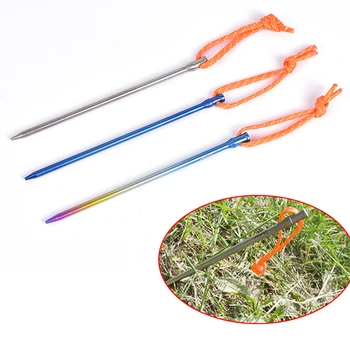 

Alloy Tent Peg Titanium spike Outdoor Camping with Rope Tent Stake Diameter 5.0mm Tent Accessory nail Equipment 16.7cm