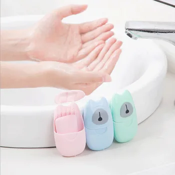 

Travel 50Pcs/set Disposable Boxed Soap Paper Portable Hand Washing Scented Sheet Bath & Shower Soap@11