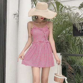 

2019 New Sexy Retro Extra Large Plus Size Swimwear Women Big Breasts Skirt Trunks Push Up Bathing Suit One Piece Swimsuit