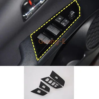 

For LHD! Car Carbon Fibre Door Window Glass Panel Armrest Lift Switch Button Trim Frame Molding 4pcs For Toyota Prius 2019 2020