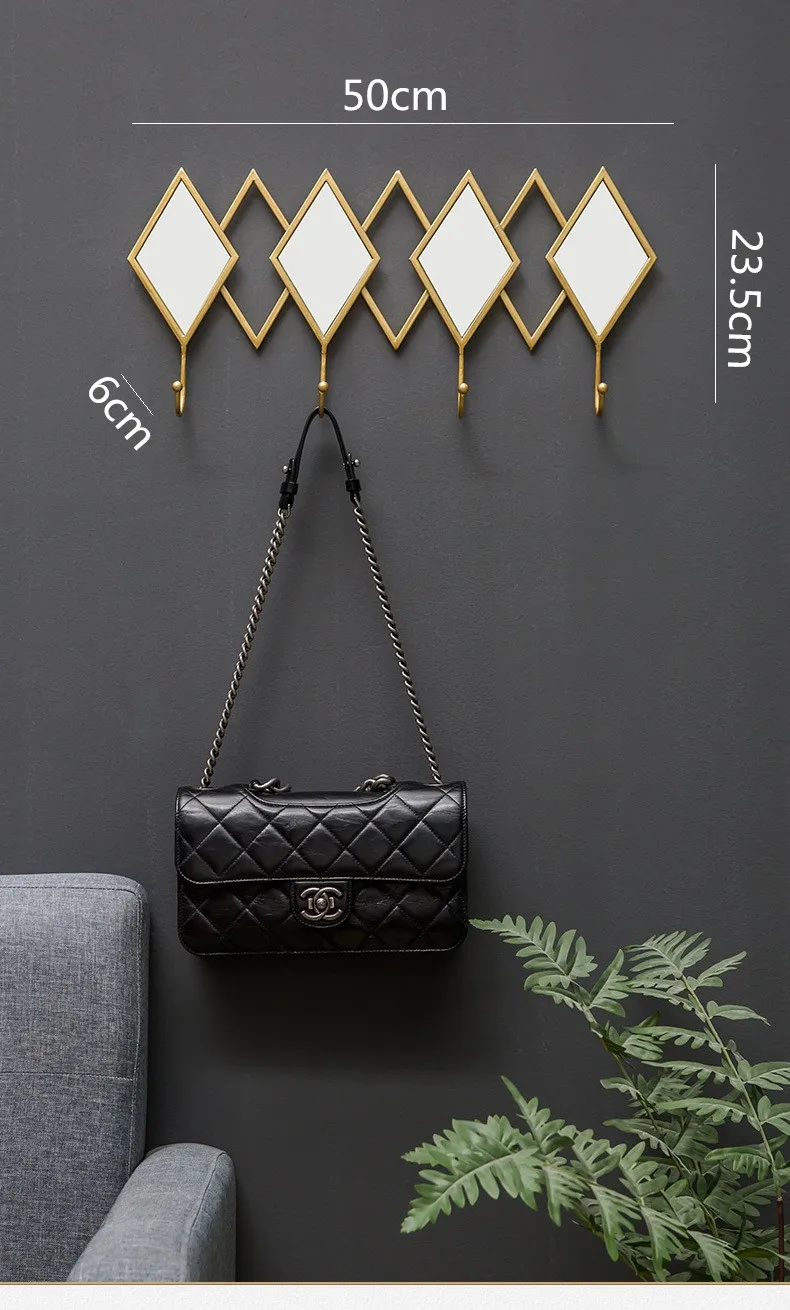 Creative key hook bathroom bedroom wall household door hanging clothes wall hanging wall Golden Baking Paint Remove Paint by Han