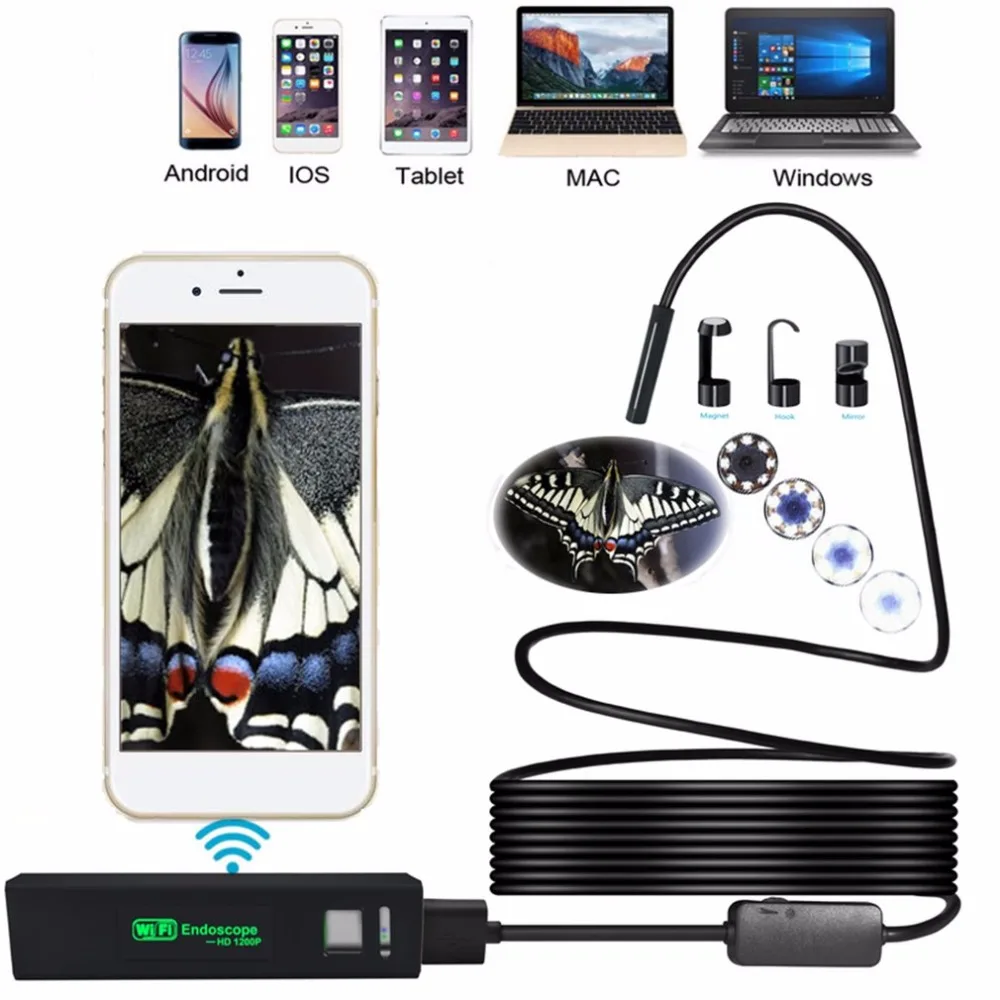 1200P HD WiFi камера для обследования эндоскоп 3,5 м трубка 8 мм водонепроницаемый 8 светодиодный объектив камера с беспроводным передатчиком для Android iOS
