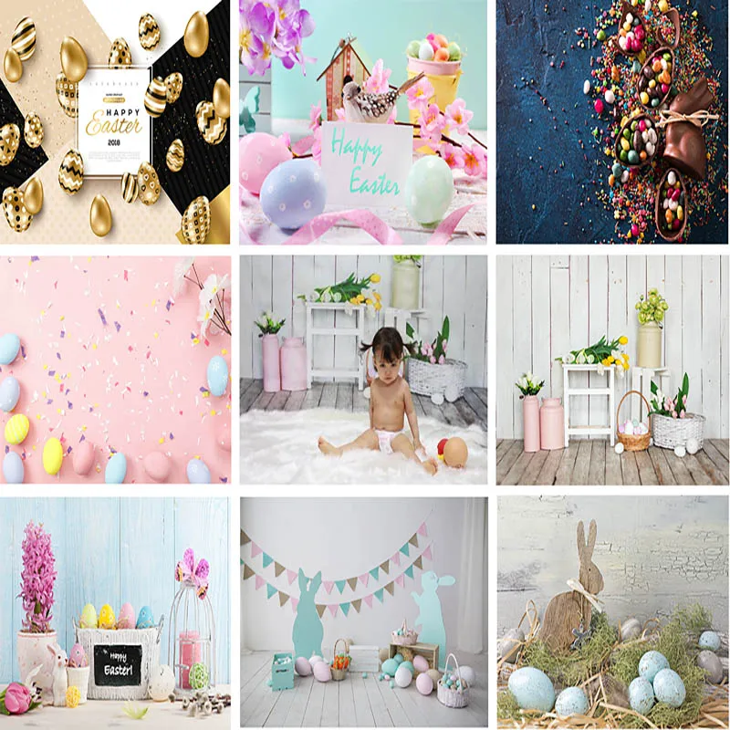 

Photography Backdrops Easter Eggs Spring Wood Flowers 3D Backgrounds for Studio Photo Shoot Vinyl Cloth Party Backdrop Photocall