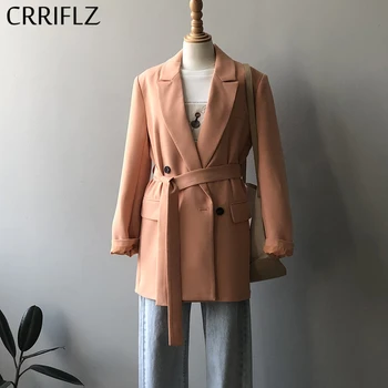 

Spring Sashes Casual Blazer Women Long Sleeve Notched Suit Coat 2020 New CRRIFLZ