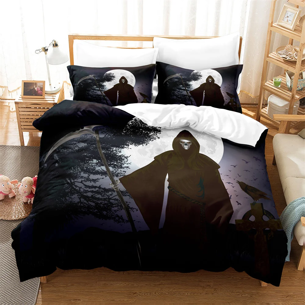 

3PCS Night Ghost Bedding Sets Home Bedclothes Super King Cover Pillowcase Comforter Textiles Bedding Set