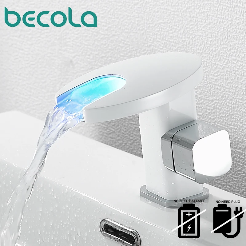 BECOLA grifo cascada para lavabo de baño, mezclador de agua fría y caliente, montado en cubierta, BR 2018A109|Grifos de - AliExpress