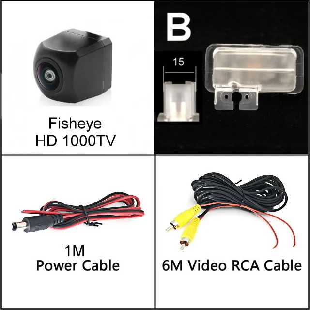 for Toyota Esquire Camry Fielder LEVIN Prius Auris Avensis Fisheye Night Vision HD Car Rear View reverse Backup Parking Camera - Название цвета: B Wire n Camera