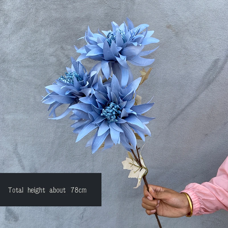 JAROWN Royal Blue Dark Blue Flowers Plant Leaf Material Artificial Flower Row DIY Props Rose Peony Wedding Decoration Party Decoration (23)