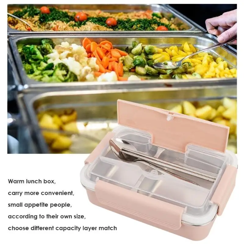 Разделенные сетки Ланч-бокс из нержавеющей стали Bento box утолщение еда Containe Дети Школа Офис портативная коробка для бенто