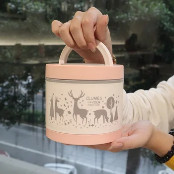 

Creative double glass lunch box, microwave oven, preservation box, household storage box, children's office workers' lunch box