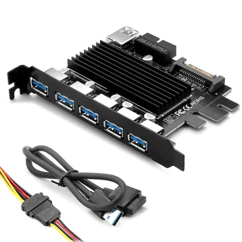 

5 Ports USB 3.0 to Expansion Card-5 USB 3.0 Cards with 15-Pin SATA Power Connector and Motherboard 19-Pin USB 3.0 Hub