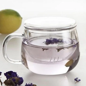 

Transparent Clear Glass Milk Mug Water Coffee Tea Cup With Tea Infuser Filter Lid Handle Drinkware Heat Resistant
