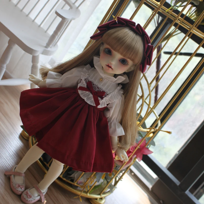 BJD кукла простое платье Одежда для кукол красный цвет короткое платье для blyth 1/6 1/4 1/3 BJD кукла аксессуары платье+ украшение для волос