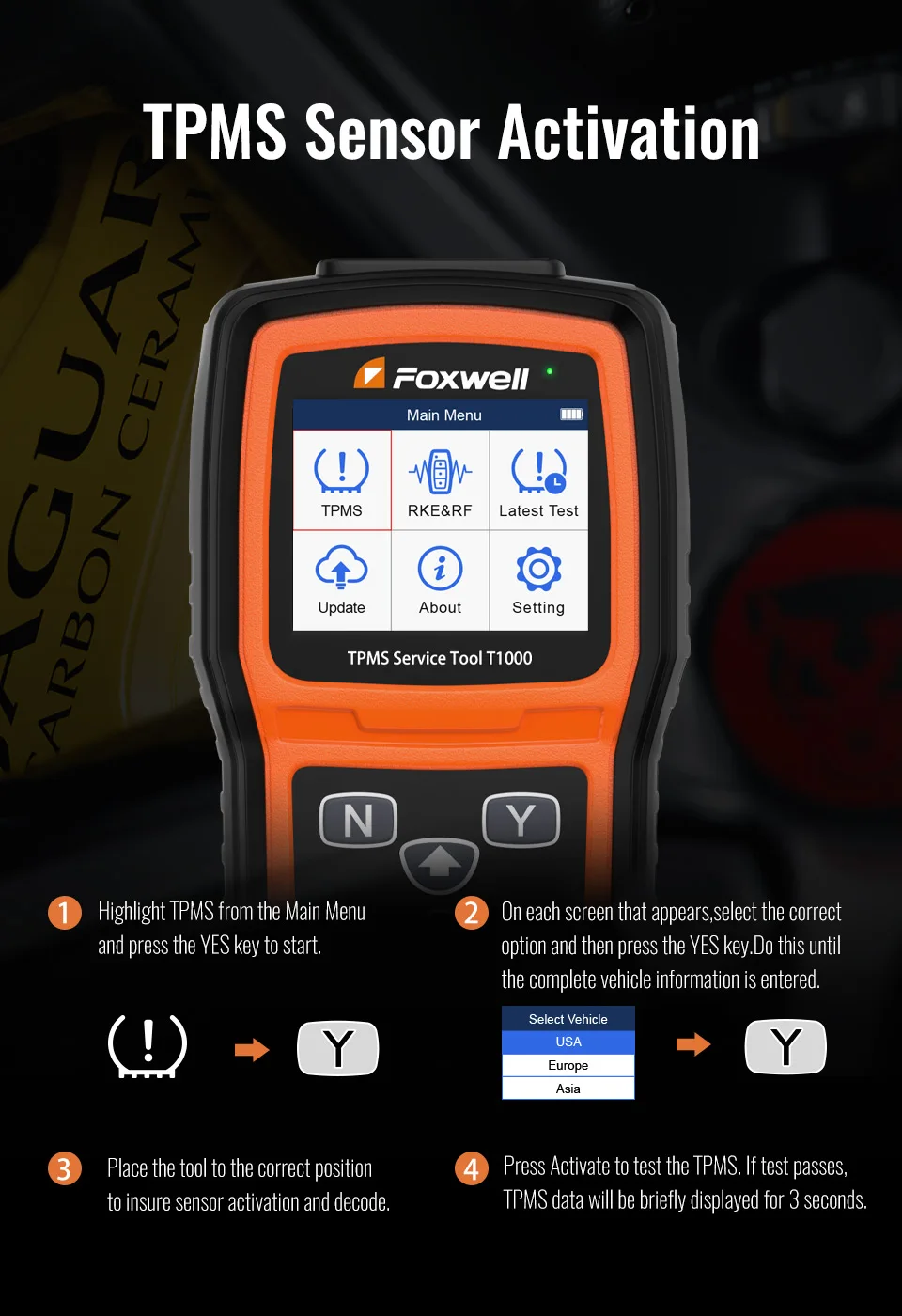 Foxwell T1000 Tpms Program Tool Activate Decodes Tpms Sensors Check Rf