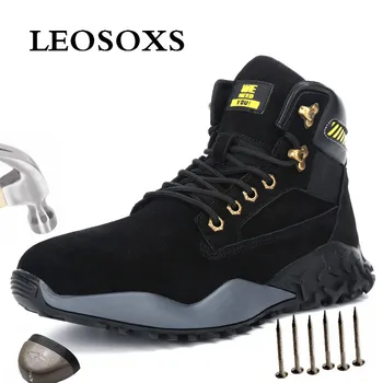 

LEOSOXS Work Safety Shoes Men Anti-slippery Work Boots Steel Toe Cap Outdoor Plus Size Camouflage Military Boots Dropshipping