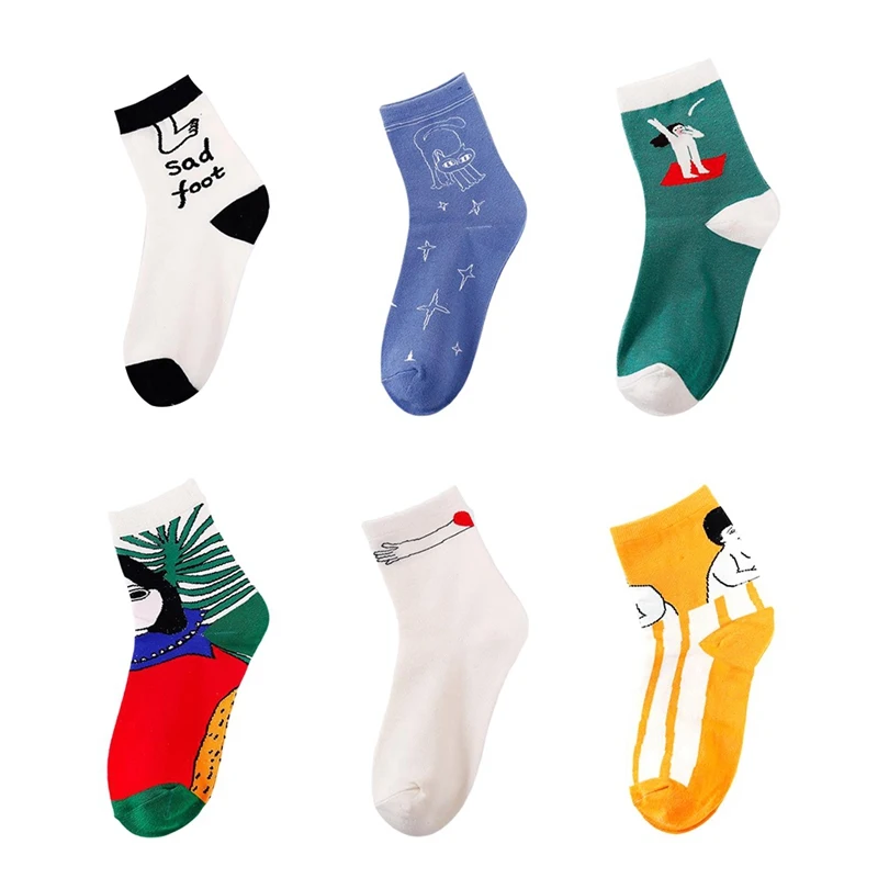 Художественные домашние носки серии с героями мультфильмов милые забавные носки с рисунками милые носки женские зимние носки Harajuku