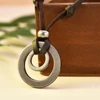 Vintage Men Women Double Circle Adjustable Leather Cord Necklace Pendant Jewelry Christmas Gift Initial Necklace ► Photo 1/6