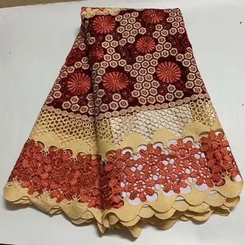 

(5yards/lot) Hot selling Latest African Handcut velvet Lace fabric with stones Water soluble embroidery Nigerian sewing clothes