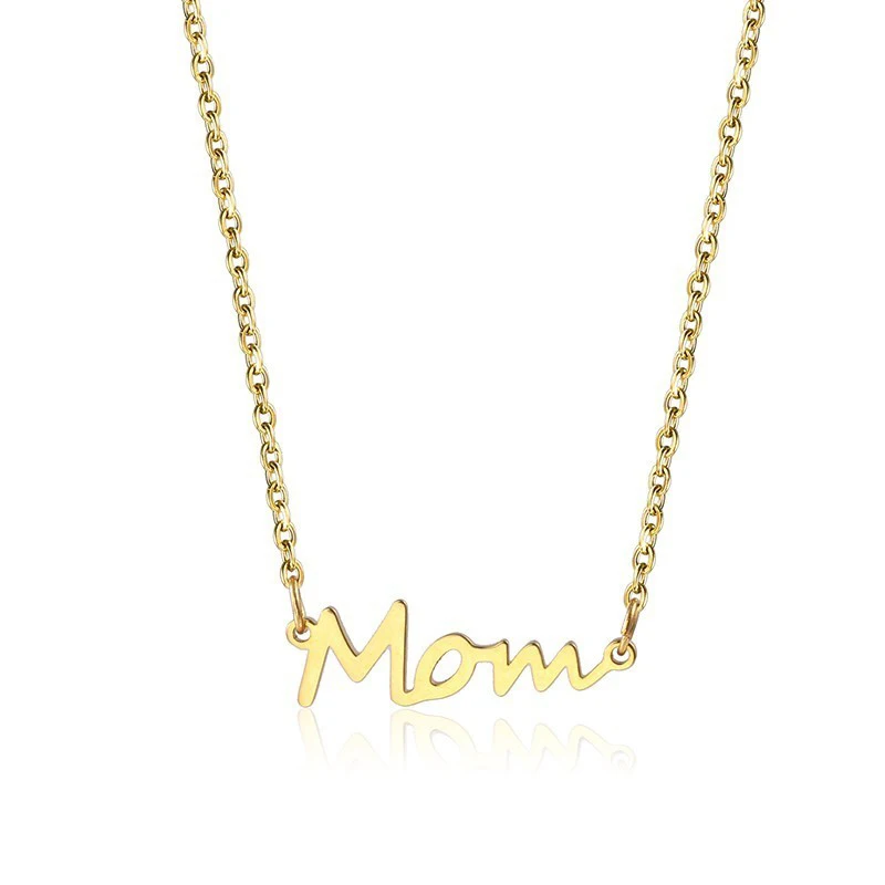 Stainless Steel Letter Mom Pendant 
