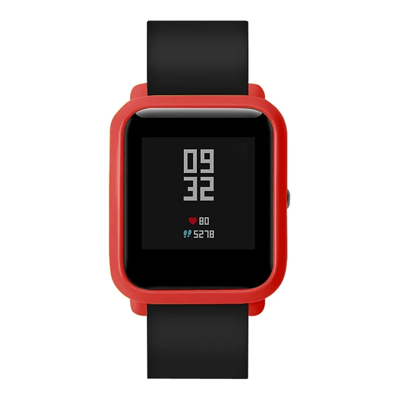 2 Pcs Smart Watch Protector Case Slim Frame PC Case Cover Protect Shell for Huami Amazfit Bip Youth Watch, Orange& Red