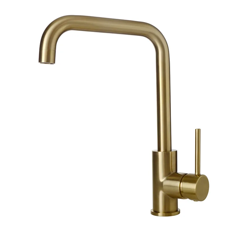 Brushed Gold Tap 7 Кухонный водоразборный кран матовый золотой и черный кухонный кран с одной ручкой вращение Классическая раковина смеситель для воды - Цвет: Brushed Gold Tap 7