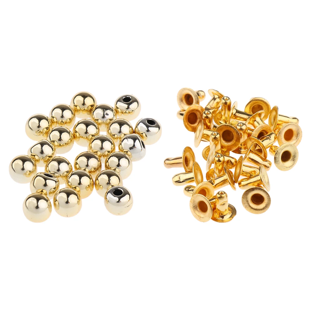 20 Pieces Pearls Rivets Studs 8mm for DIY Leather Bag Shoes Clothes Dress Belt Bracelet Decorations 5 Colors
