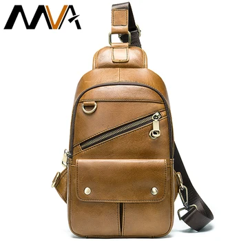 

MVA Genuine Leather Men Chest Bag Vintage Leather Waist Bag For Man Crossbody Sling Bags For Men Shoulder Messenger Bags 8845