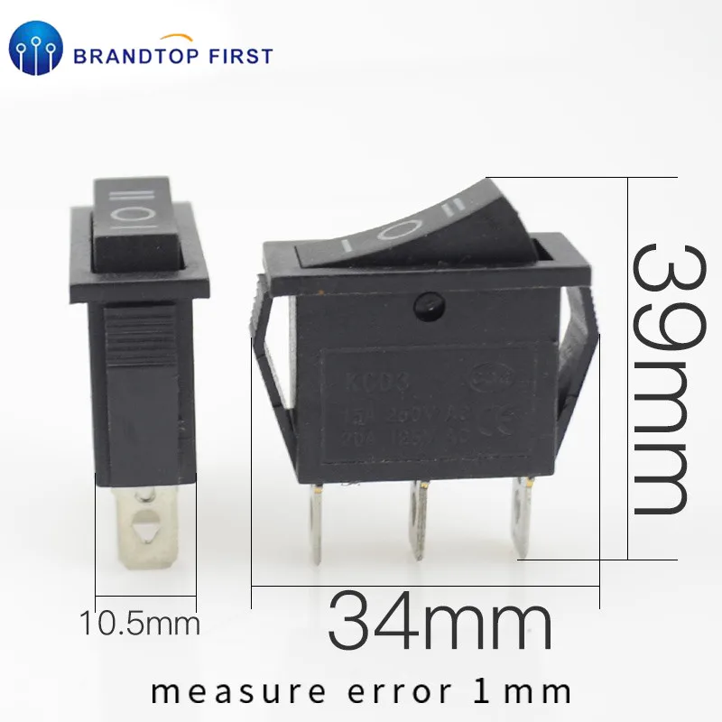 2 шт. KCD3 кулисный переключатель 15A /20A 125V/250V ВКЛ ВЫКЛ на 3 позиции контактного