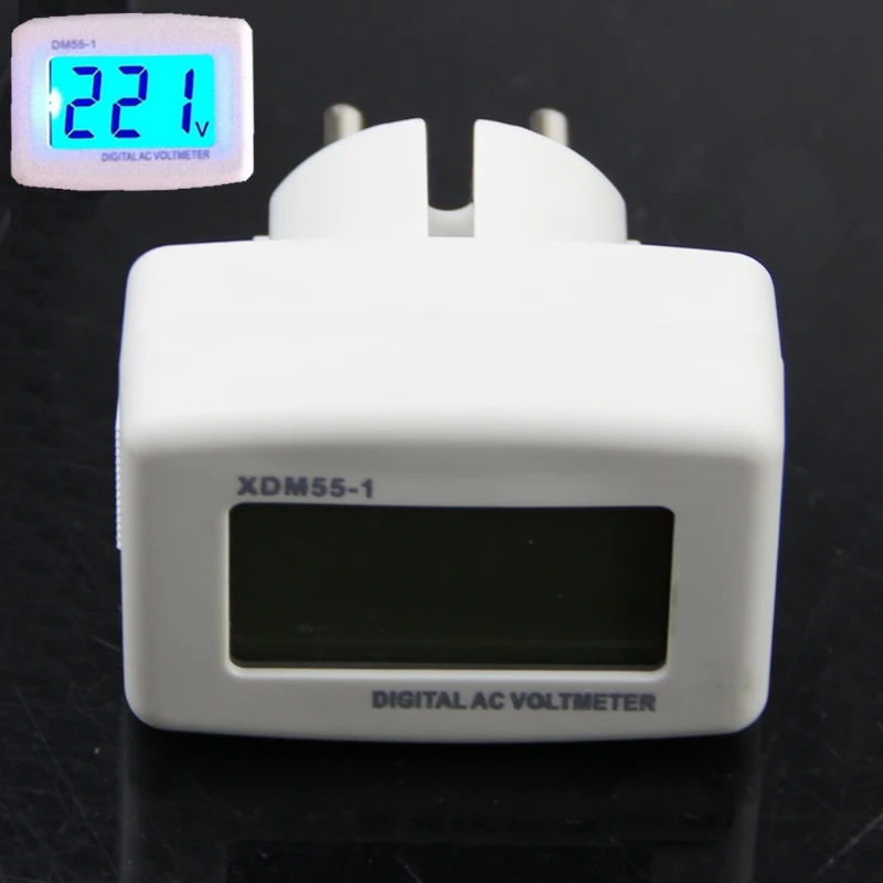 DM55-1 ЕС Plug синий цифровой ЖК-дисплей AC 85-260 В тестер напряжения вольтметр белый хорошее качество