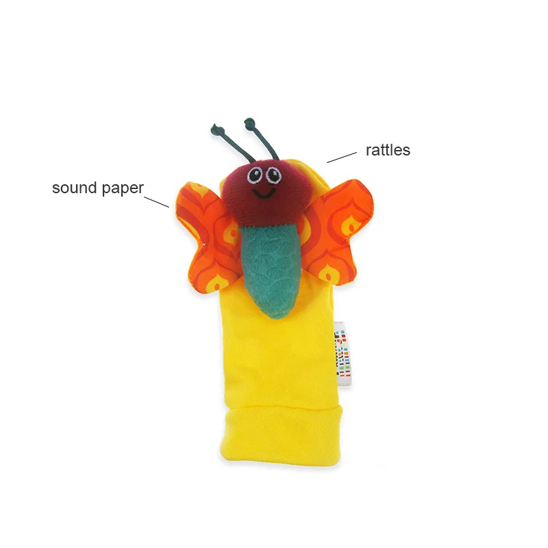 Infants Bees Ladybug Rattle Socks Foot Sock Paper Card Installed Sound Paper rattles