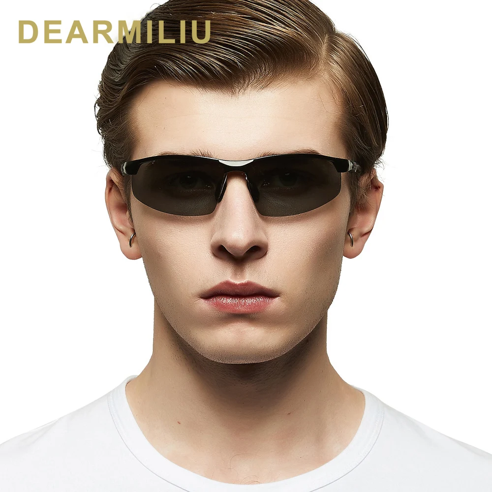 Мужские солнцезащитные очки DEARMILIU поляризационные с алюминиевой оправой из
