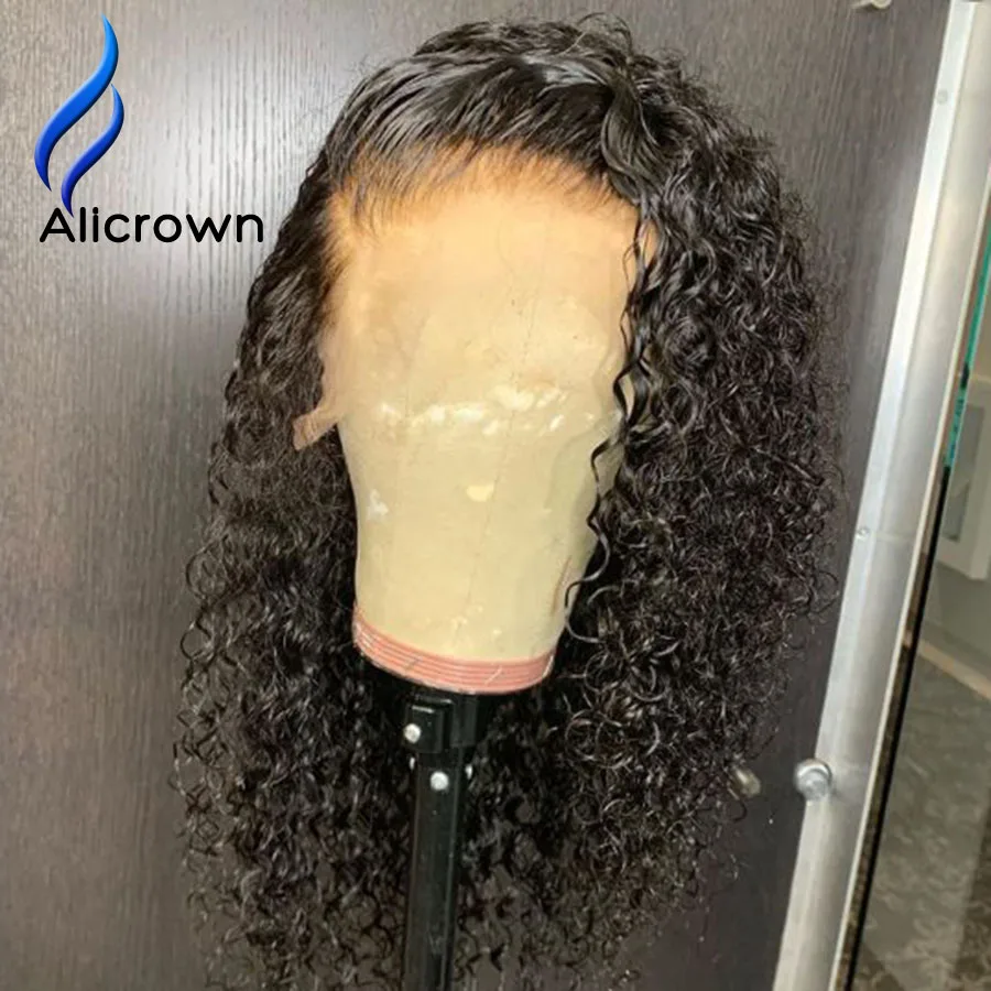 ALICROWN 13*6 кудрявые кружевные передние человеческие волосы парики с детскими волосами бразильские не Реми средний коэффициент шнурка парики 130% плотность