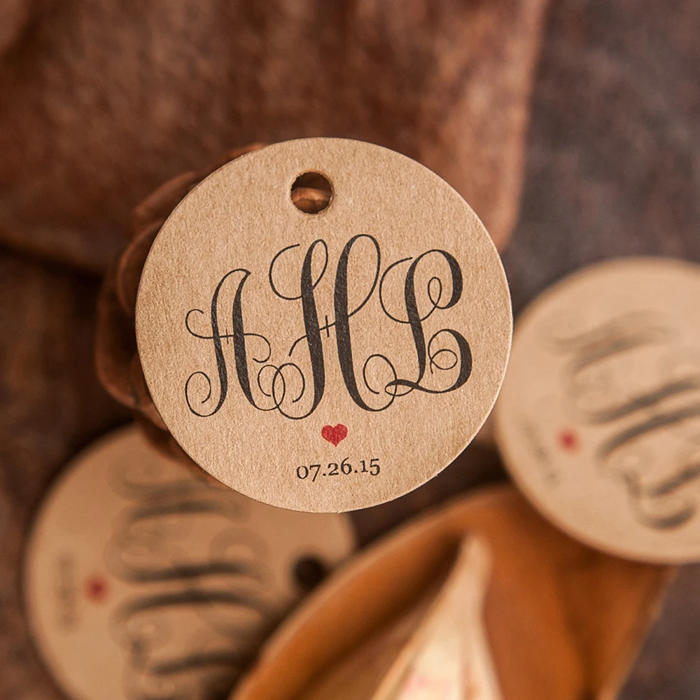 

200pcs Kraft Paper Wedding Decoration Tags Customized With Own Logo Size Marker Box Gift Candy Wedding Flowers Thank You Labels