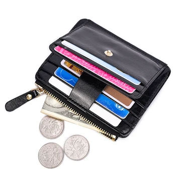 

Fashion 2020 New Anti-Magnetic Leather Slim Wallet Hasp ID Credit Card Holder Coin Purse Zipper Bag Men Women Durable Design