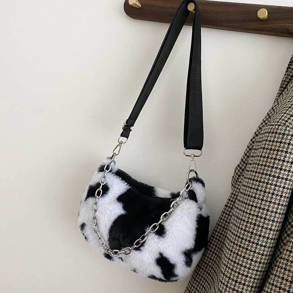 fluffy bag cow print
