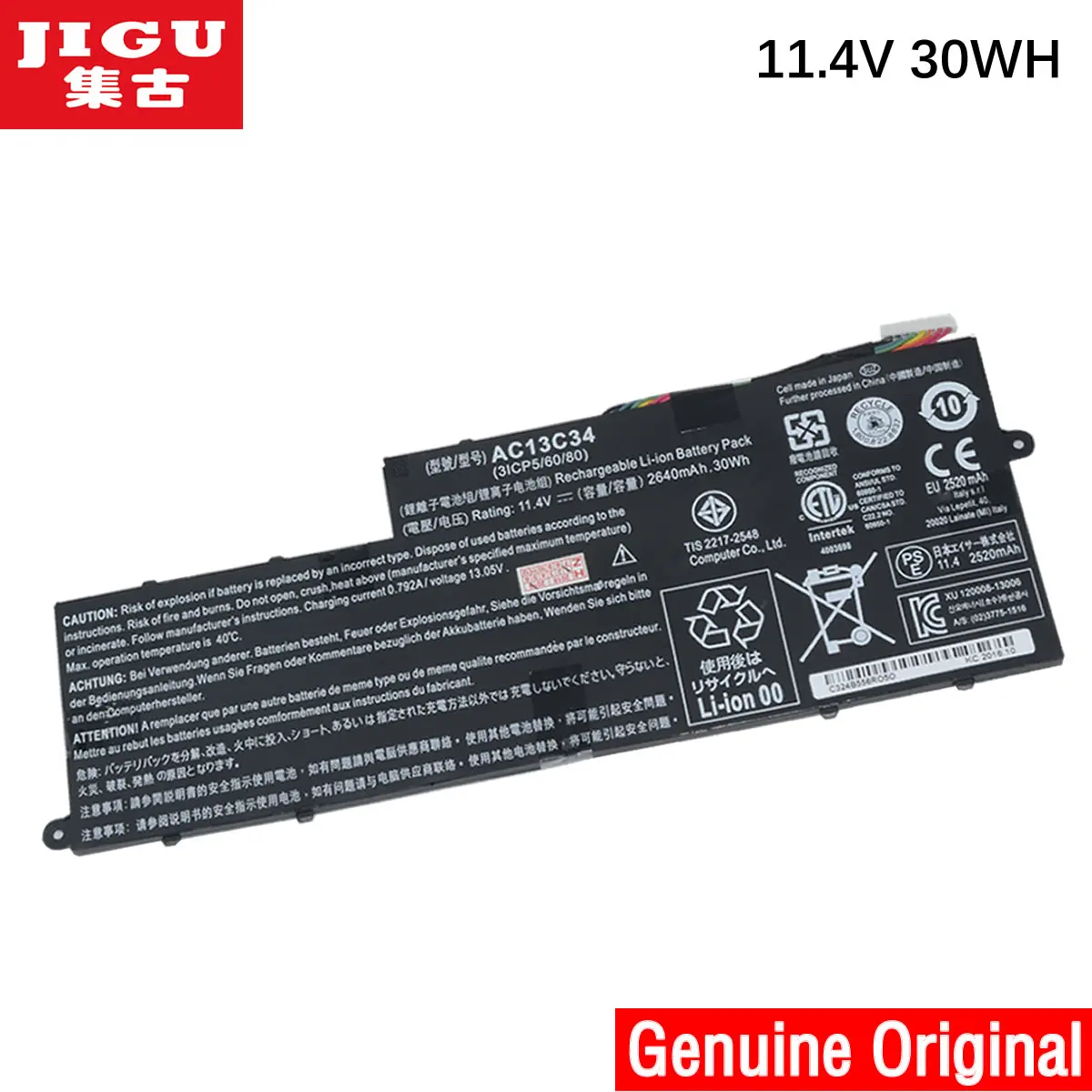 Оригинальный аккумулятор JIGU AC13C34 для ноутбука ACER Aspire E 11 E3 111 ES1 112 420 V V3 V5 122P|battery for