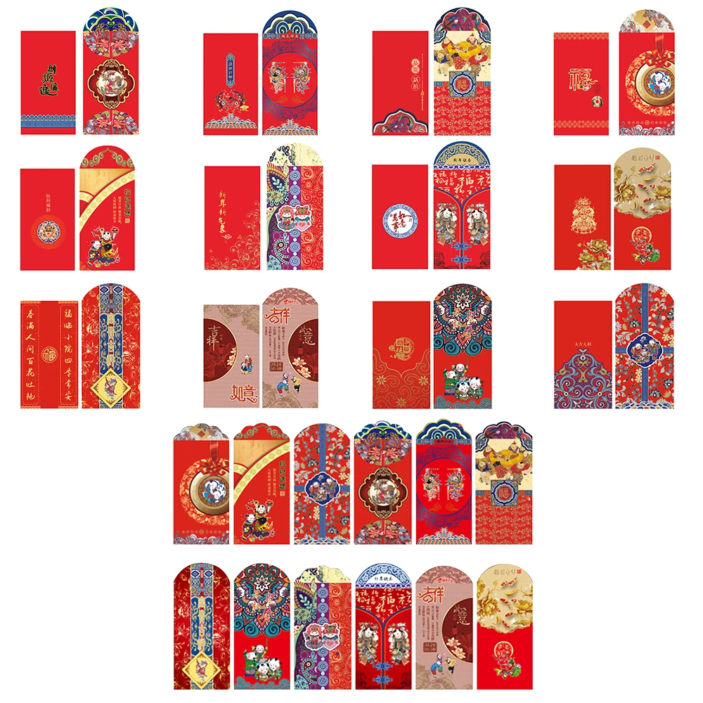 12 шт Свадебный китайский новогодний счастливый конверт для денег Hongbao красный