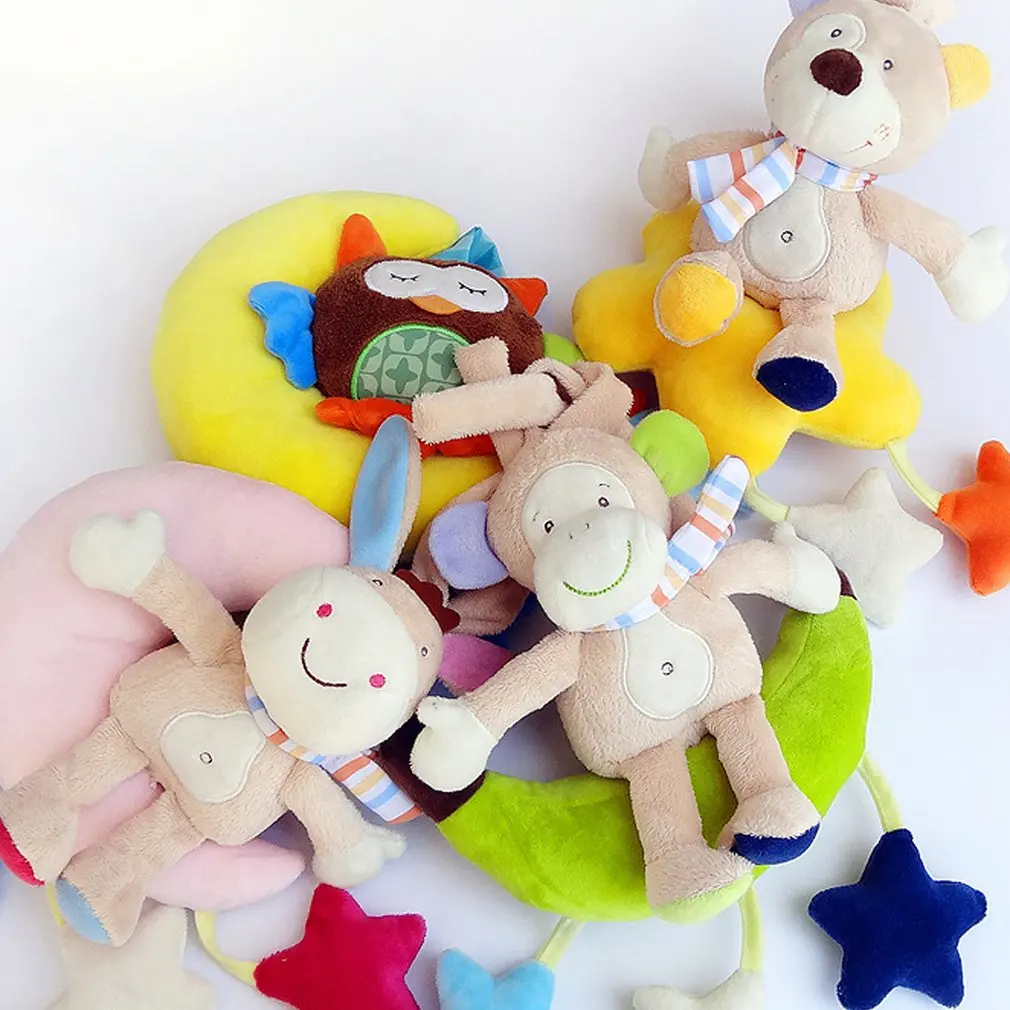 Baby Rattle Cartoon Animal Models Baby Stroller Tinkle Rattles Hand Bell Campanula Pendant Plush Educational Toys