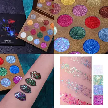 

UCANBE 16 Shades Starry Shining Glitter Eye Shadow Paste Eyes Face Body Highlight Makeup Palette High Pigment Metallic Eyeshadow