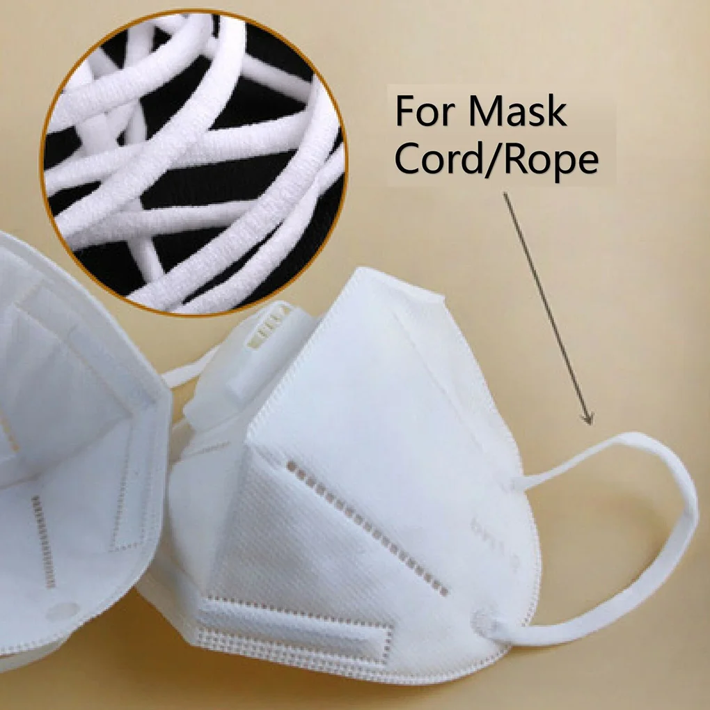 Disposable Face Mask DIY Elastic Ear Rope Belt Lace Hair Band Neckline Sleeves Elastic Cord 10/20/50m