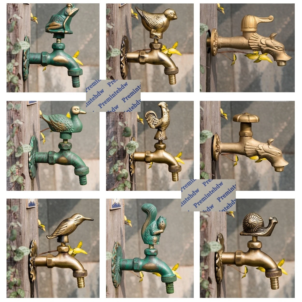 Grifo de latón macizo para jardín, grifería montaje en pared para exteriores, G1/2 pulgadas, decorativo, Animal antiguo, RuralTap, gato, perro, pájaro, pato, Caracol, Squirral|Grifos de - AliExpress