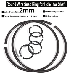 10Pcs Wire Diameter φ2mm Spring Steel Round Wire Snap Rings for Hole Retainer Circlips for Shaft OD=14mm~113.5mm