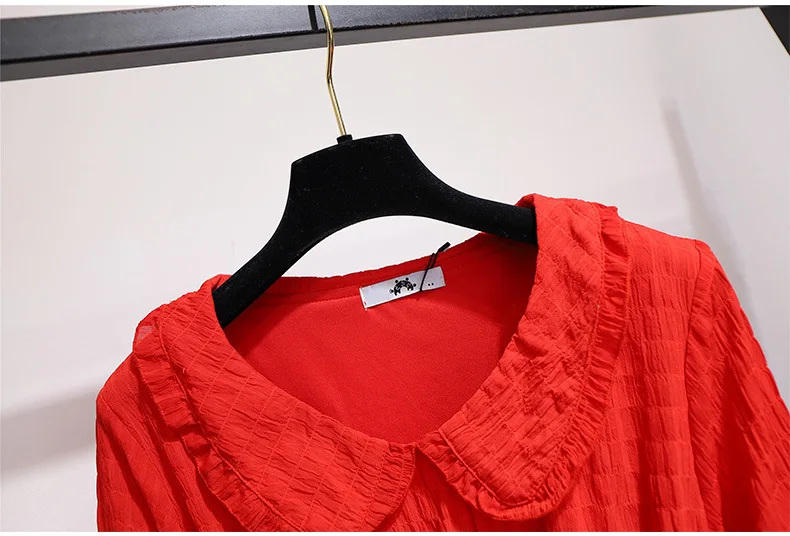 Осенне-зимнее платье размера плюс для женщин, большие свободные повседневные плиссированные платья с длинным рукавом и эластичной талией красного цвета 4XL 5XL 6XL 7XL