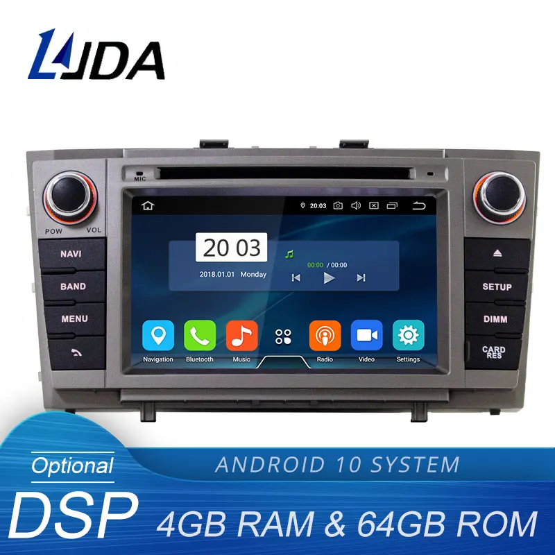 LJDA Android 10 Car DVD Player For Toyota Avensis T27 2008-2013 GPS Navigation Stereo 2 Din Radio 4G+64G Multimedia DSP IPS | Автомобили и