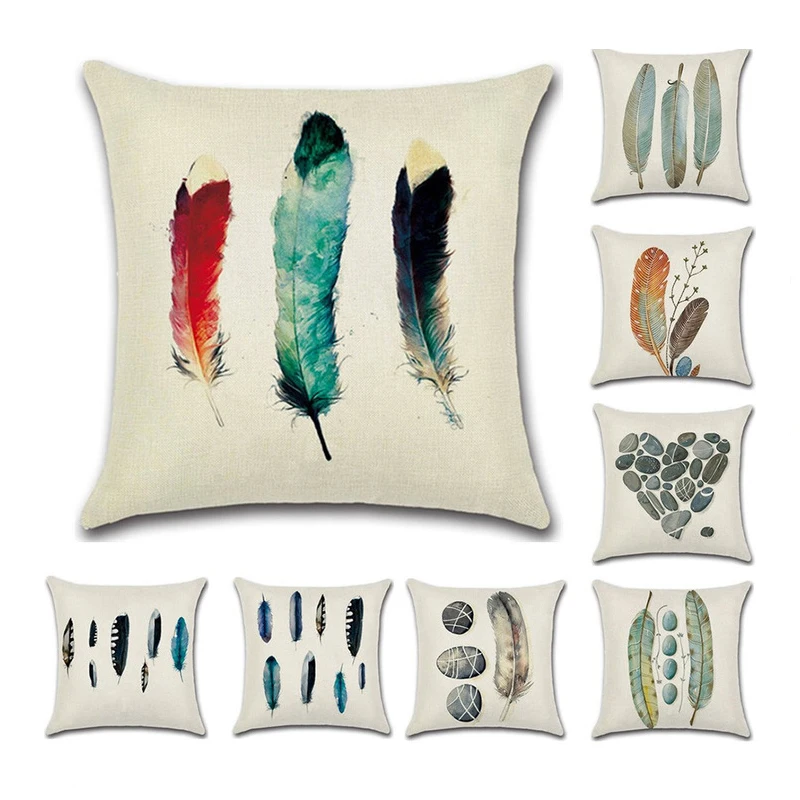 

1Pc Cotton and linen Pillowcase Decorative Square Throw Pillow Covers Sofa Cushion Cases for Bed Home Decor 45 x 45 cm 18Ч18 Inc